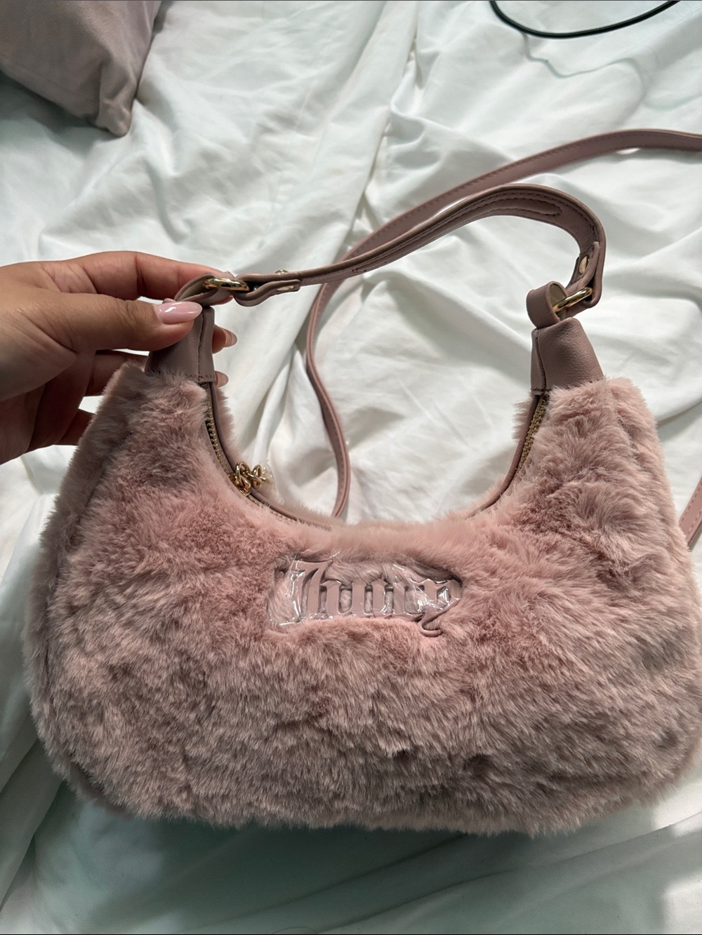 Juicy Couture Blush Faux Fur Shoulder Bag